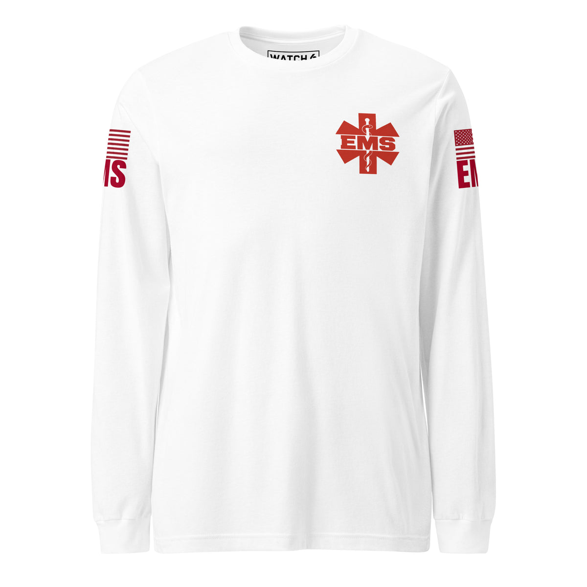 EMS — Duty Wear Long Sleeve Shirt (Flag & Sleeve Identifier) — White — Front view