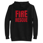 Fire Rescue on-duty premium hoodie in Black, back view
