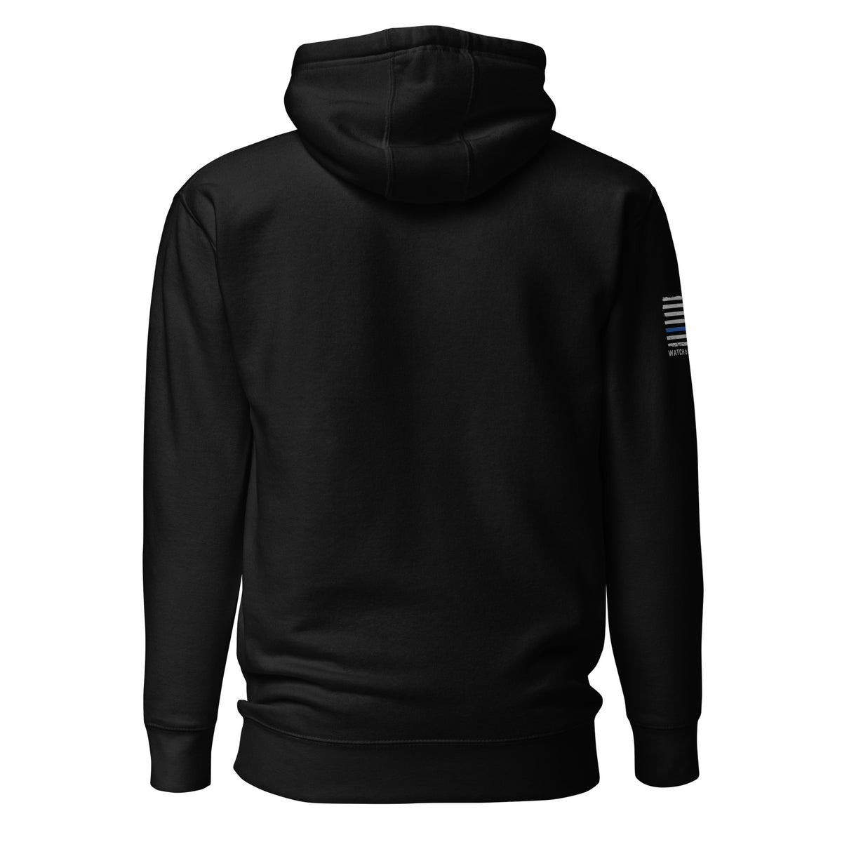 Thin Blue Line — Signature Honor Series Flag Hoodie — Black, back view