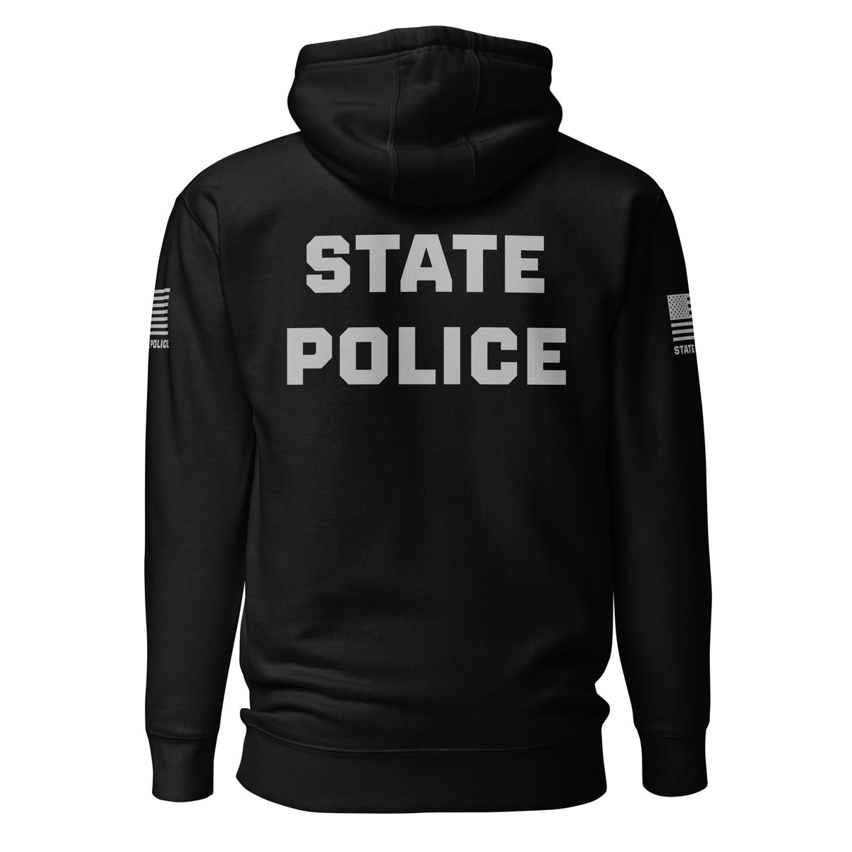 State Police — Duty Wear Premium Hoodie (Flag & Sleeve Identifier) — Black — Back view
