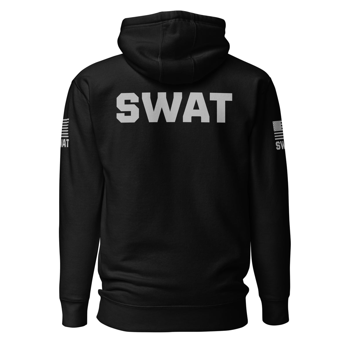 SWAT — Duty Wear Premium Hoodie (Flag & Sleeve Identifier) — Black — Back view
