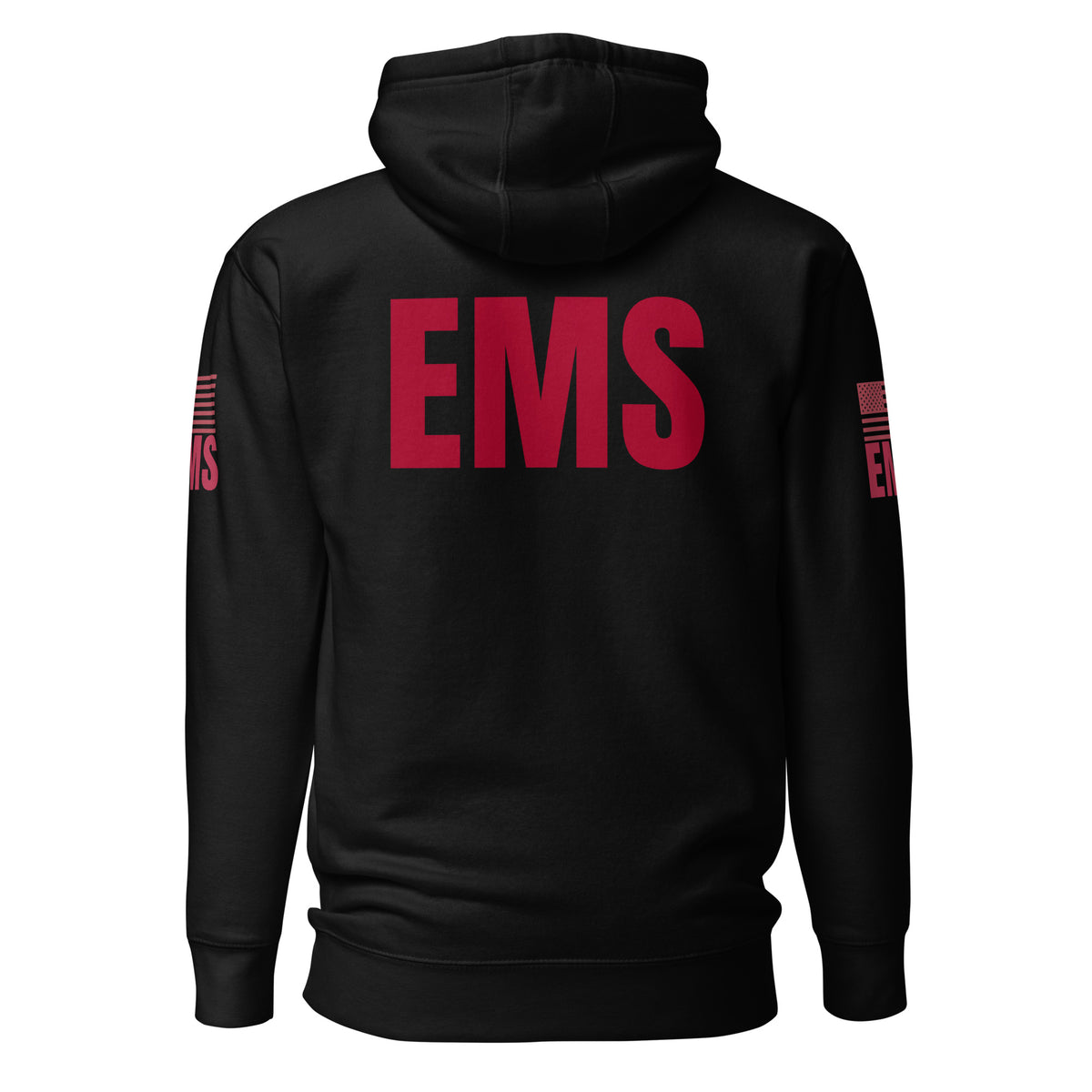 EMS — Duty Wear Premium Hoodie (Flag & Sleeve Identifier) — Black — Back view