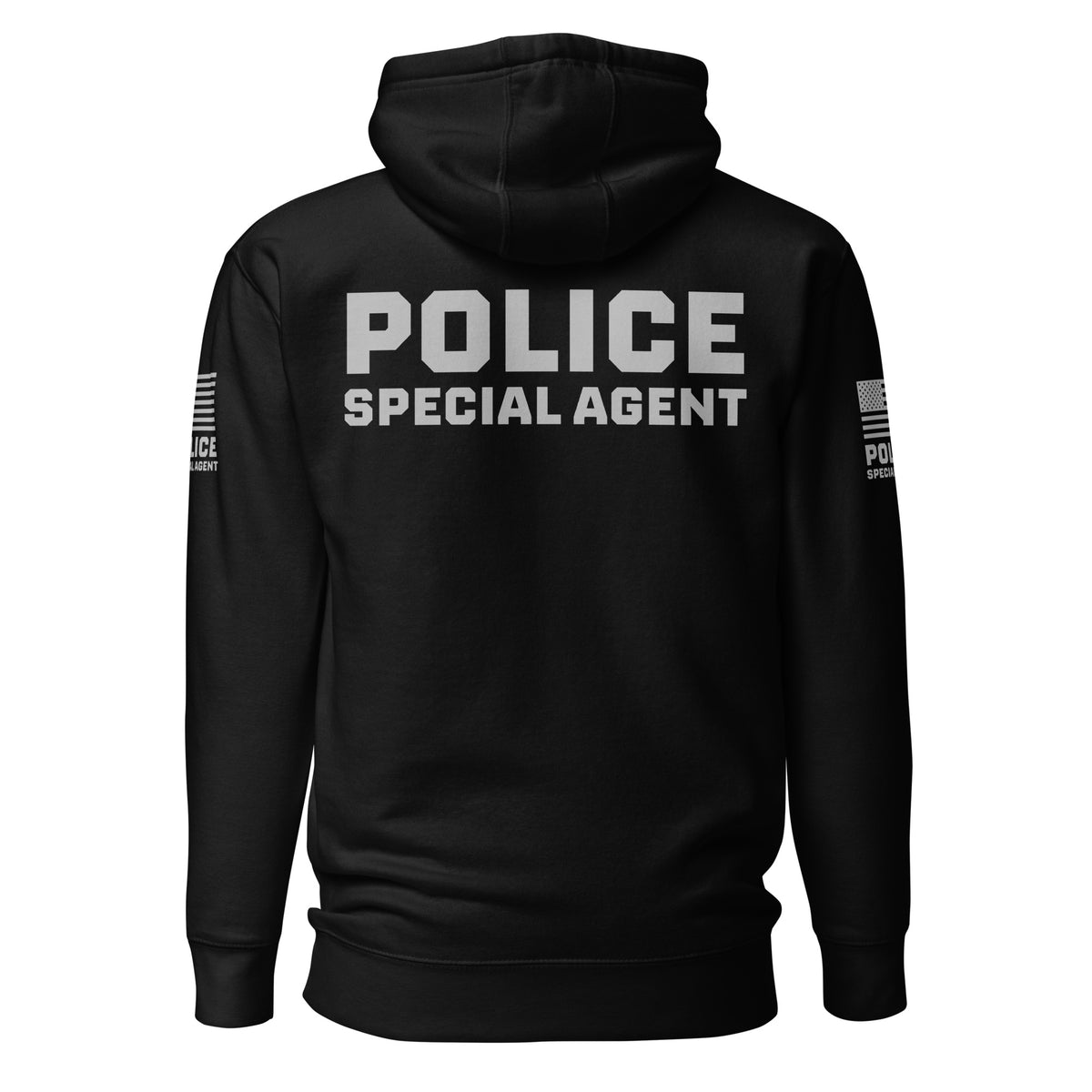 Special Agent — Duty Wear Premium Hoodie (Flag & Sleeve Identifier) — Black — Back view