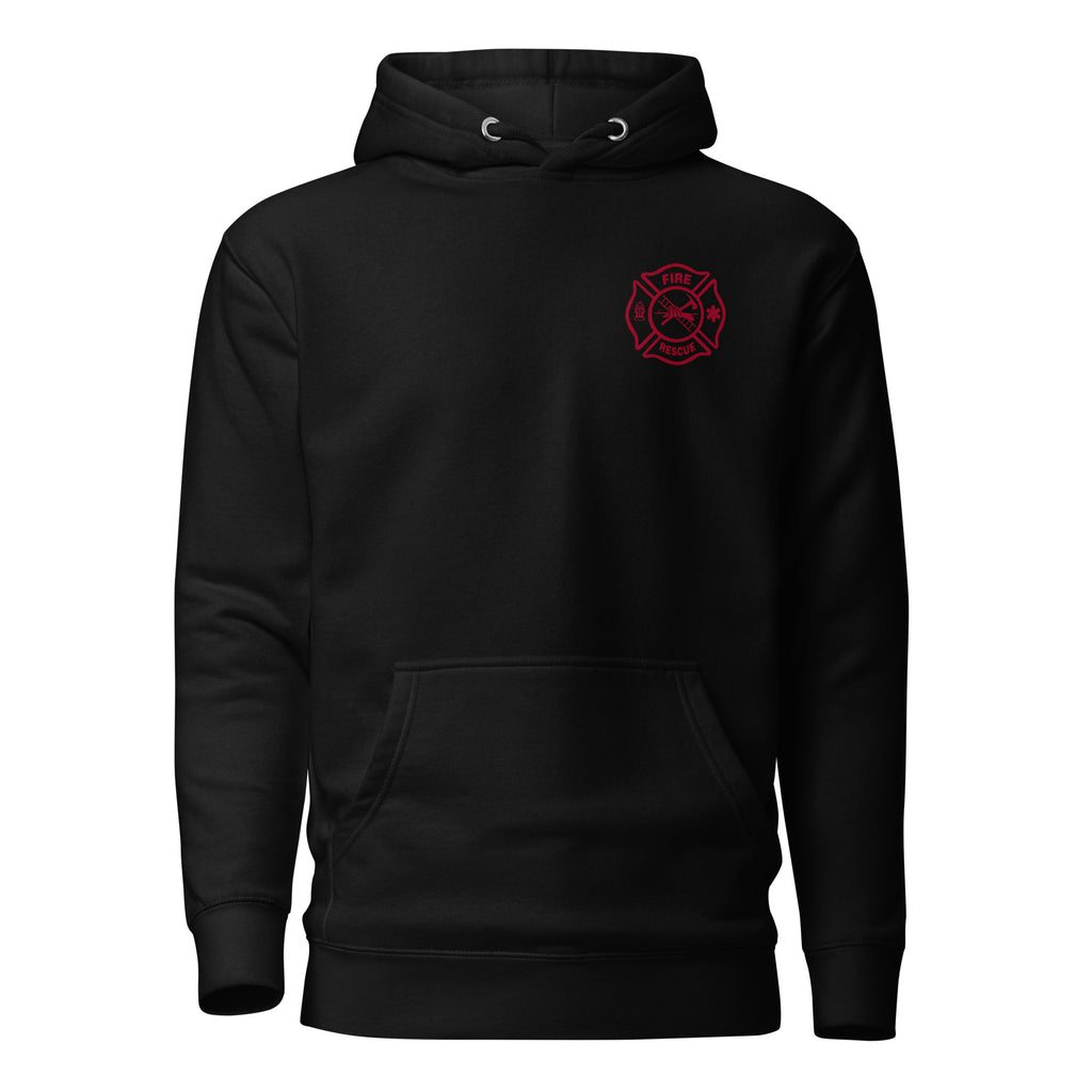 Fire Rescue on-duty premium hoodie in Black, front view