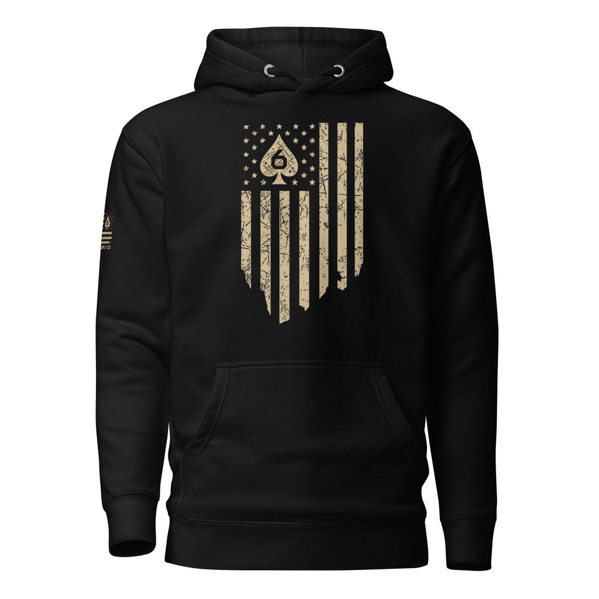 Watch Your Six Flag — Standard Issue Hoodie — Black, front view