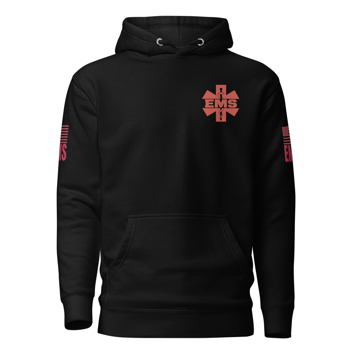 EMS — Duty Wear Premium Hoodie (Flag & Sleeve Identifier) — Black — Front view