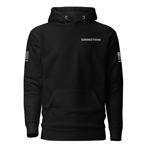 Corrections — Duty Wear Premium Hoodie (Flag & Sleeve Identifier) — Black — Front view
