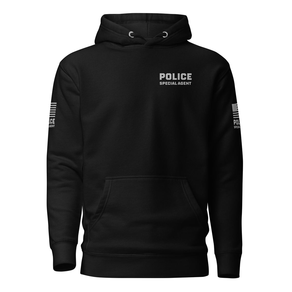Special Agent — Duty Wear Premium Hoodie (Flag & Sleeve Identifier) — Black — Front view