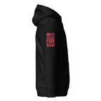 Fire Rescue on-duty hoodie with dual sleeve identifiers in Black, right view