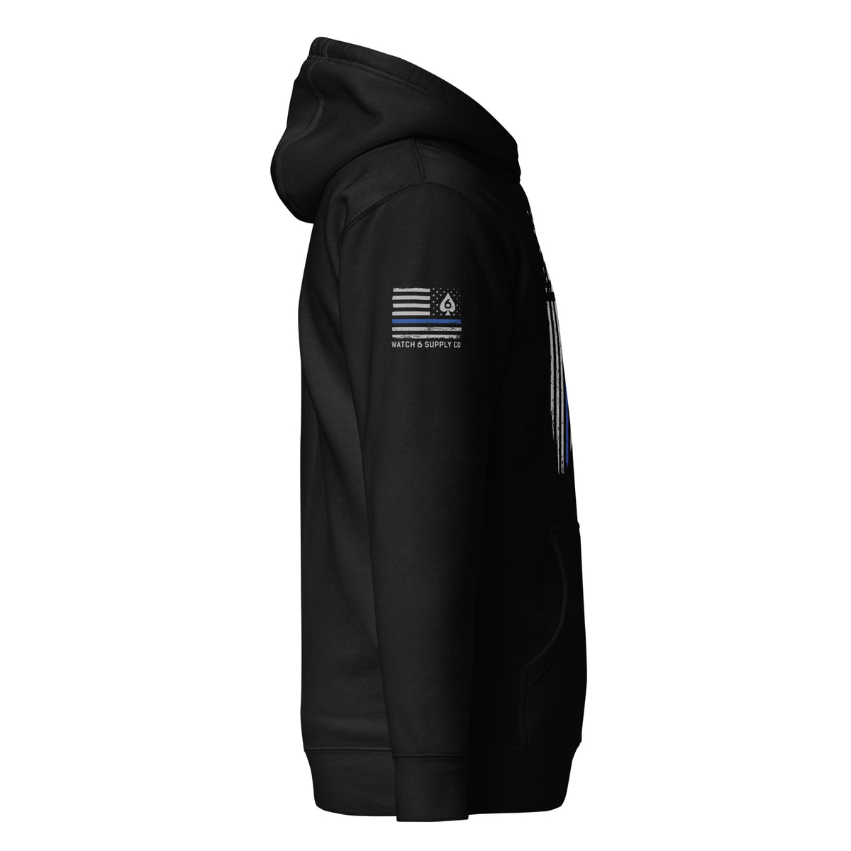 Thin Blue Line — Signature Honor Series Flag Hoodie — Black, right-side view