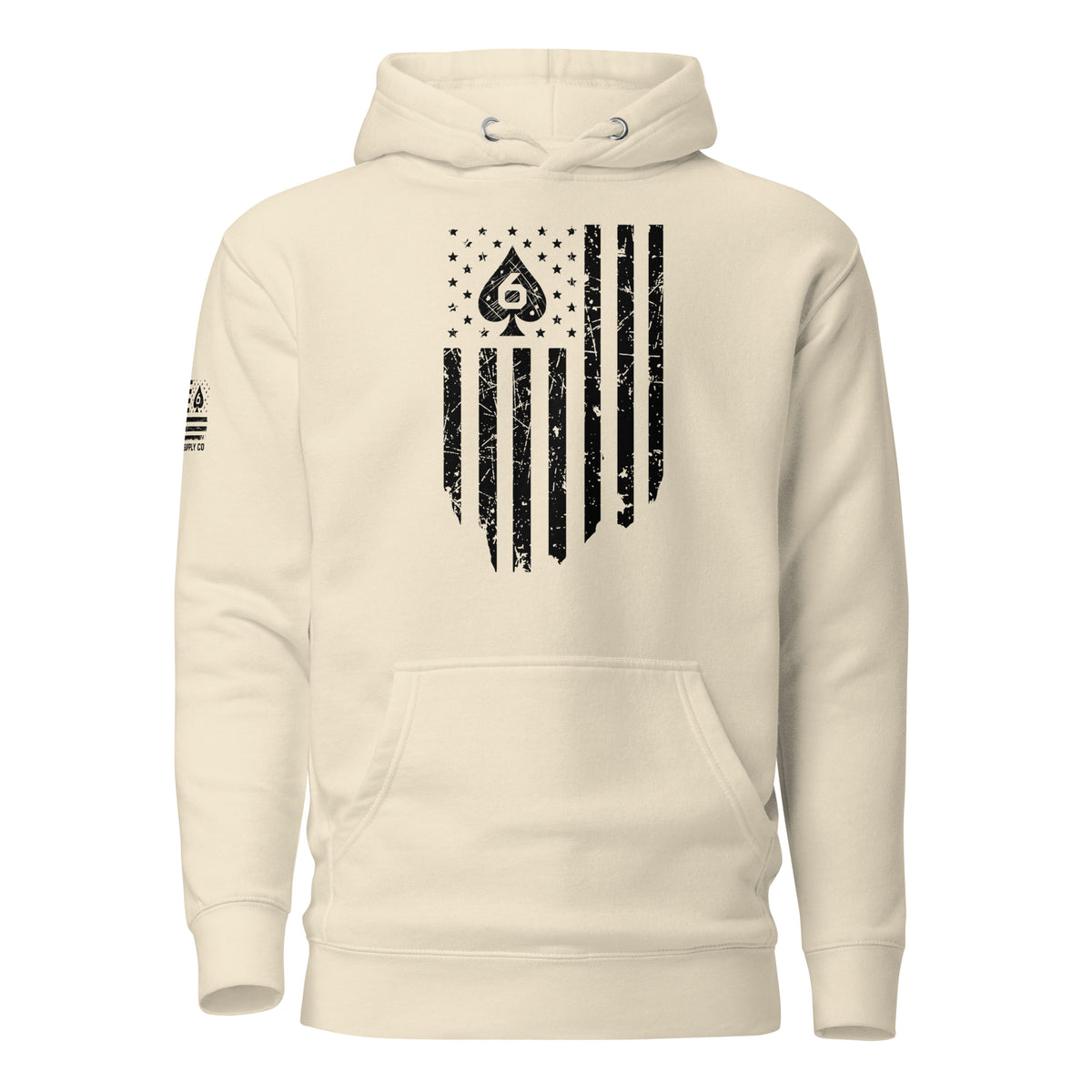 Watch Your Six Flag — Standard Issue Hoodie — Bone — Front view