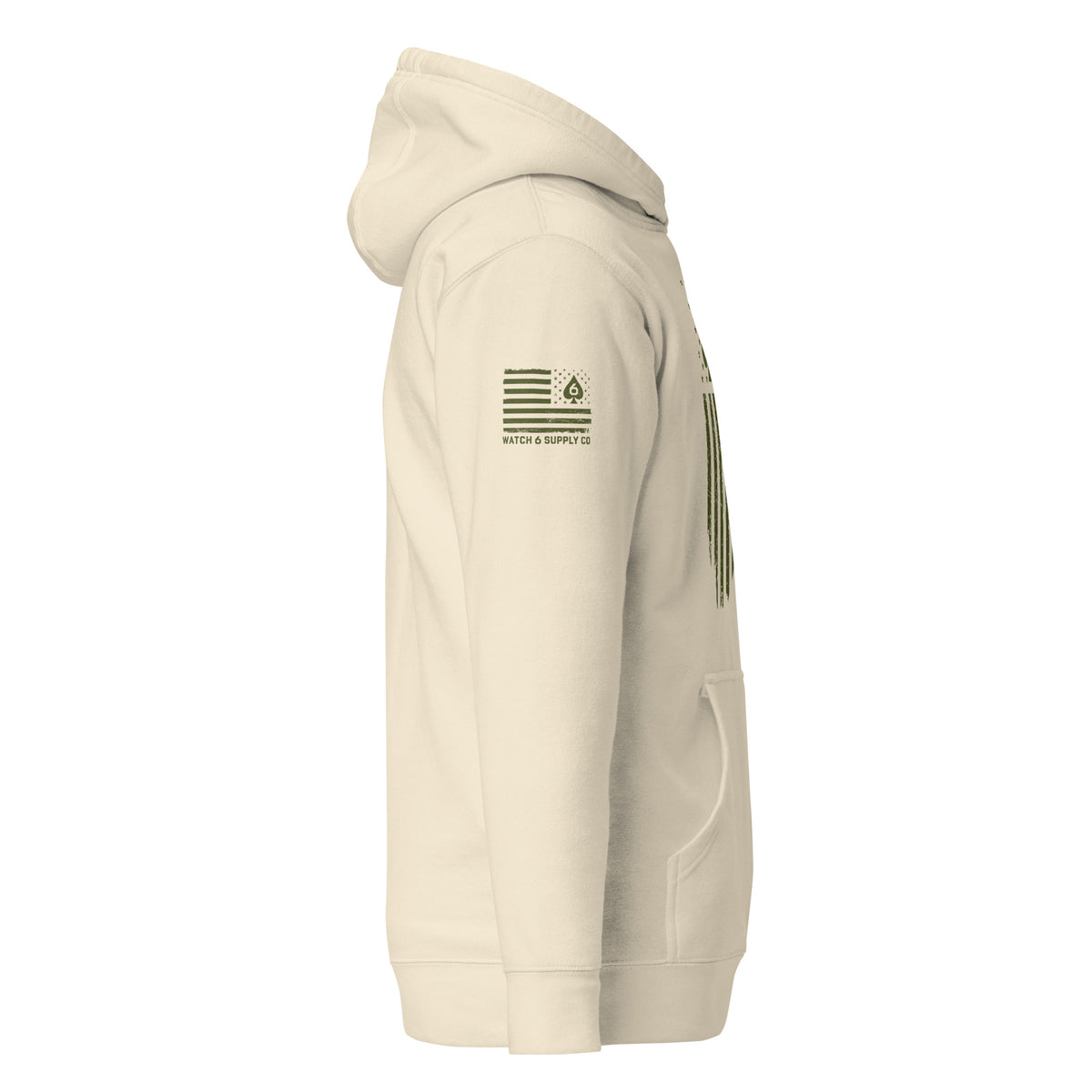 Watch Your Six — Standard Issue Hoodie — Bone, right-side view