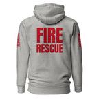 Fire Rescue on-duty hoodie with dual sleeve identifiers in Carbon Grey, back view