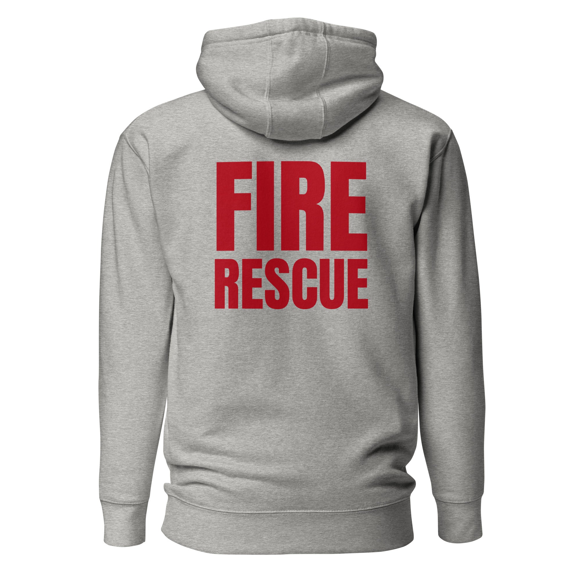 Fire Rescue on-duty premium hoodie in Carbon Grey, back view