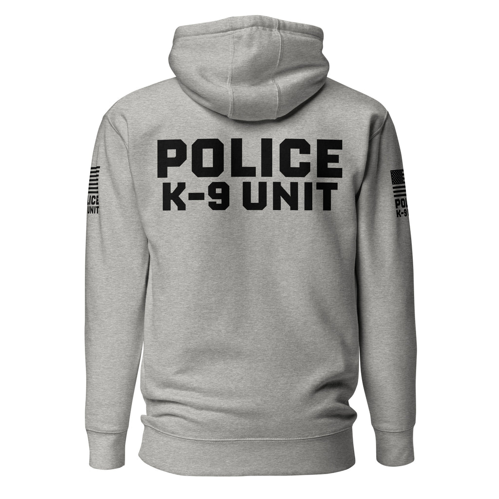 Police K-9 Unit - Premium Duty Wear / RAID Hoodie (Flag & Sleeve Identifiers) in Carbon Grey - back view