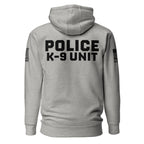 Police K-9 Unit - Premium Duty Wear / RAID Hoodie (Flag & Sleeve Identifiers) in Carbon Grey - back view