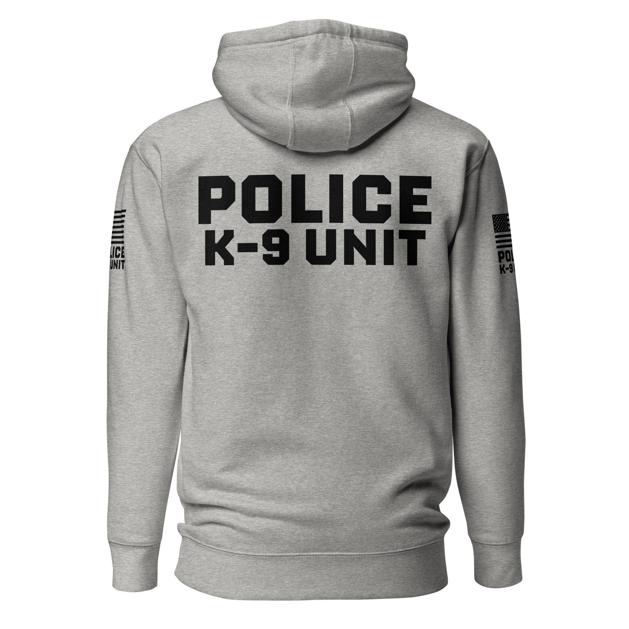 Police K-9 Unit - Premium Duty Wear / RAID Hoodie (Flag & Sleeve Identifiers) in Carbon Grey - back view