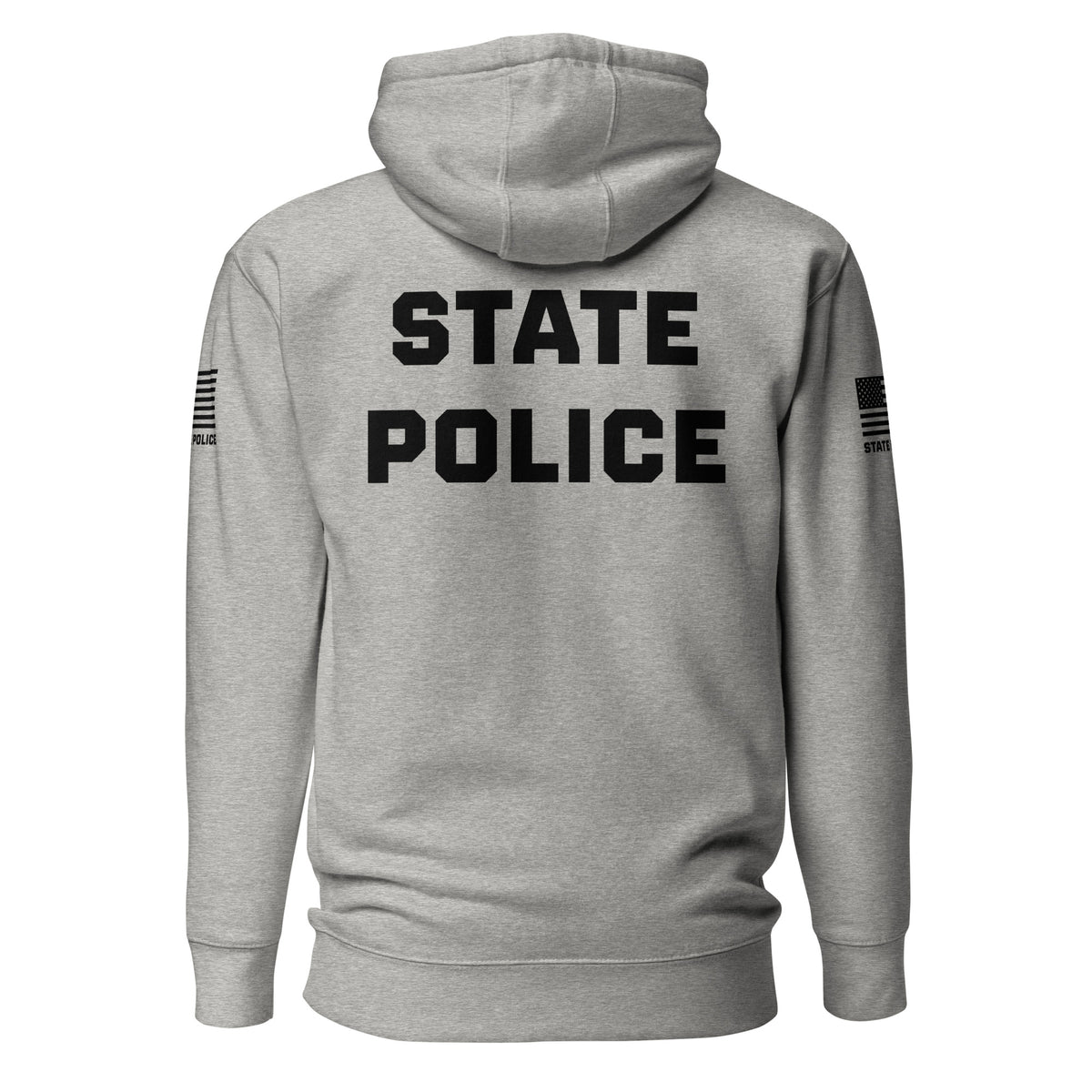 State Police — Duty Wear Premium Hoodie (Flag & Sleeve Identifier) — Carbon Grey — Back view