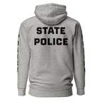 State Police — Duty Wear Premium Hoodie (Full Sleeve Identifier) — Carbon Grey — Back view