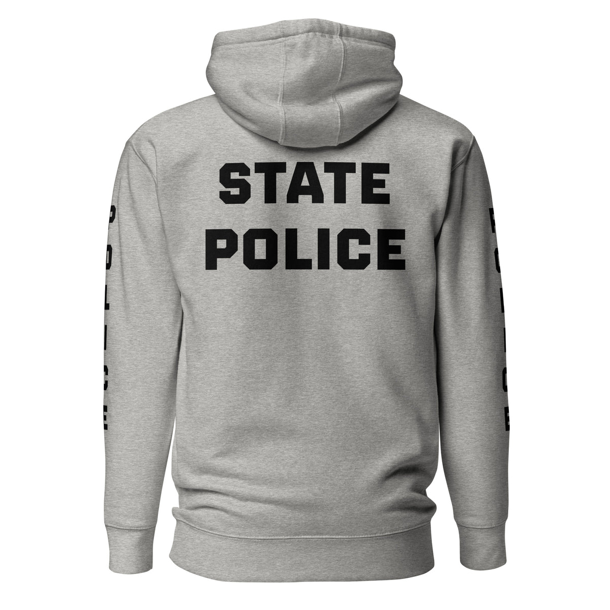 State Police — Duty Wear Premium Hoodie (Full Sleeve Identifier) — Carbon Grey — Back view