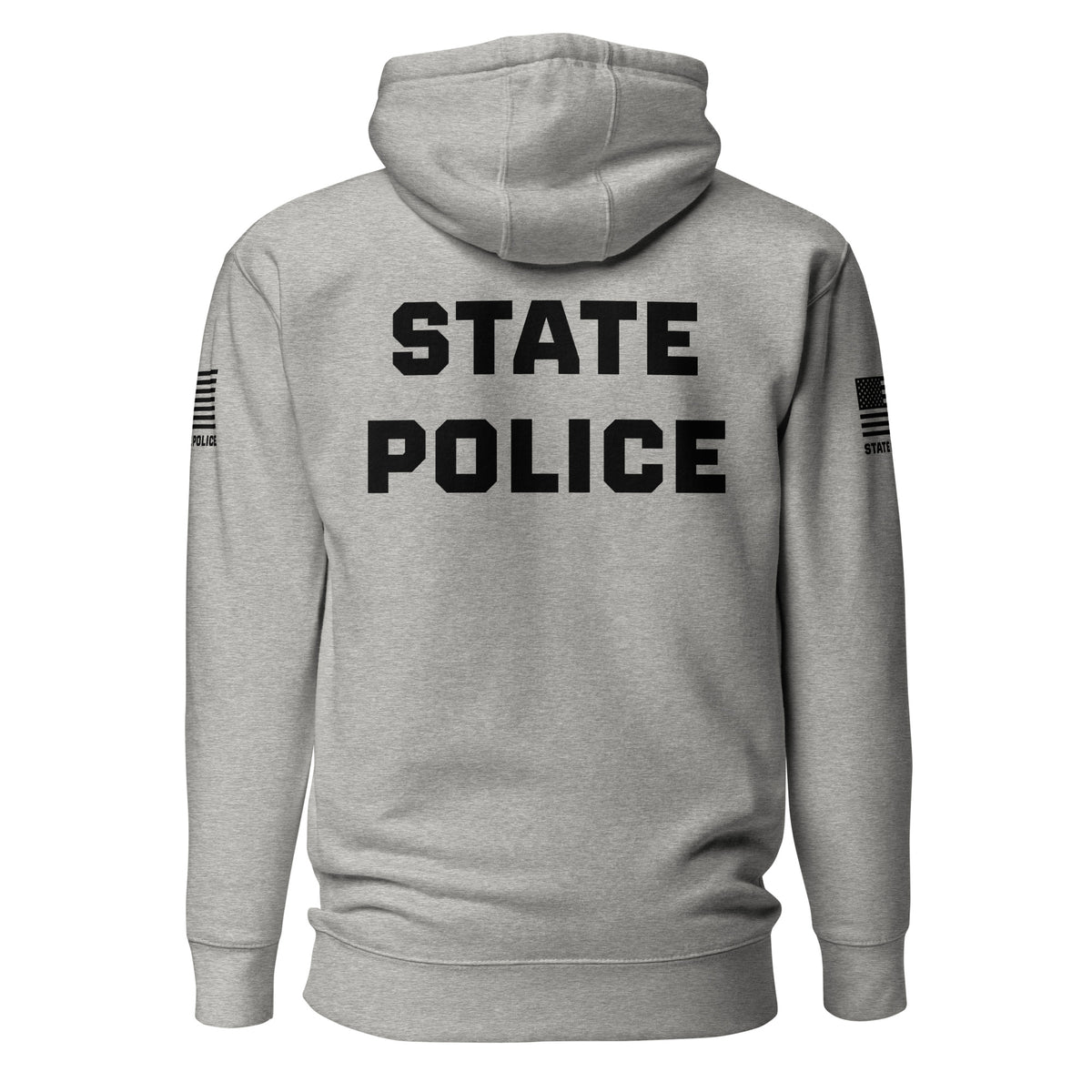 State Police — Duty Wear Premium Hoodie (Flag & Sleeve Identifier) — Carbon Grey — Back view