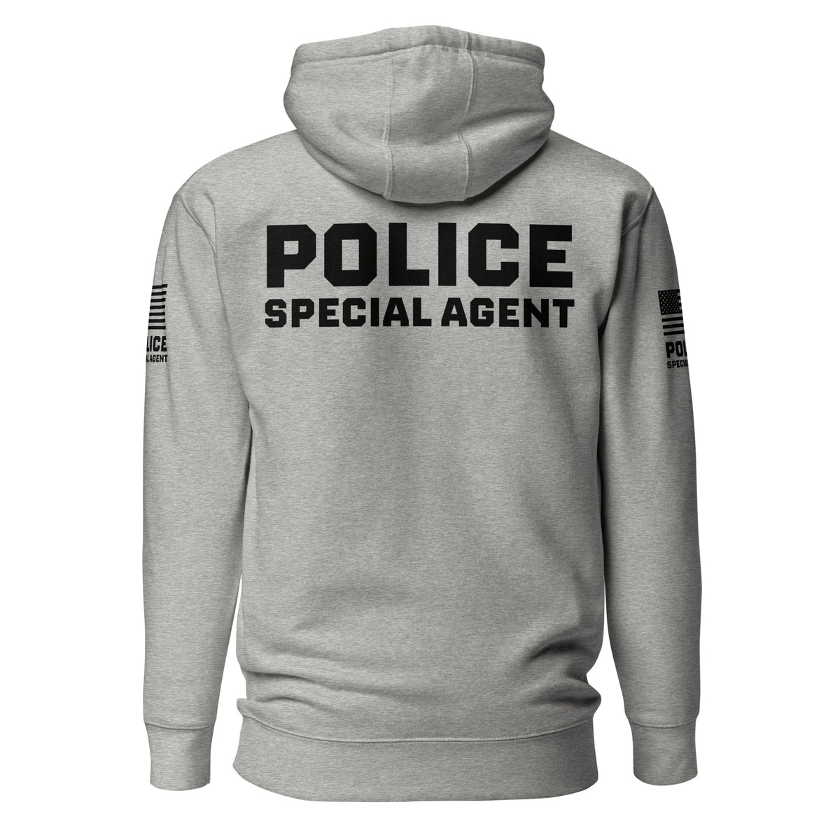 Special Agent — Duty Wear Premium Hoodie (Flag & Sleeve Identifier) — Carbon Grey — Back view