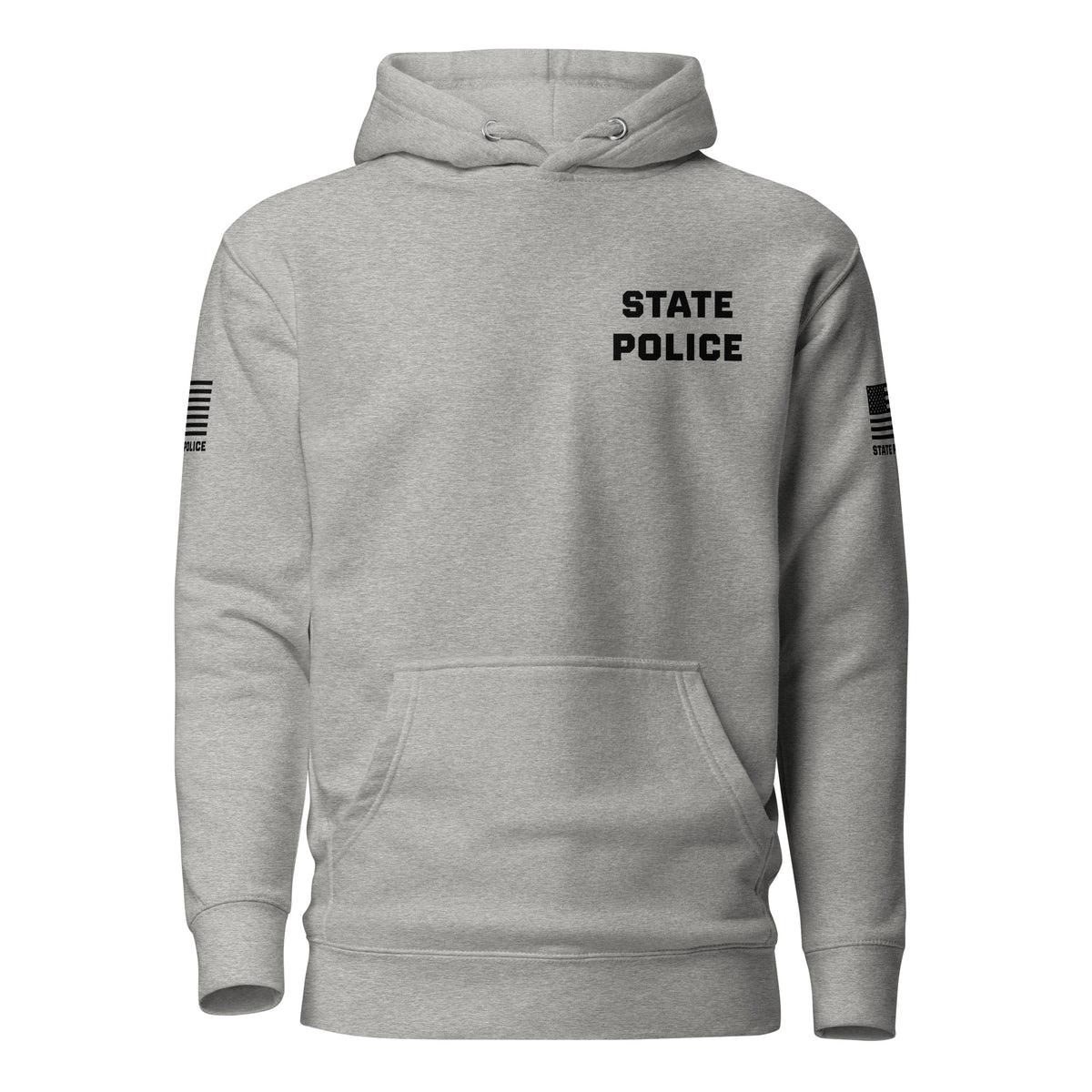 State Police — Duty Wear Premium Hoodie (Flag & Sleeve Identifier) — Carbon Grey — Front view