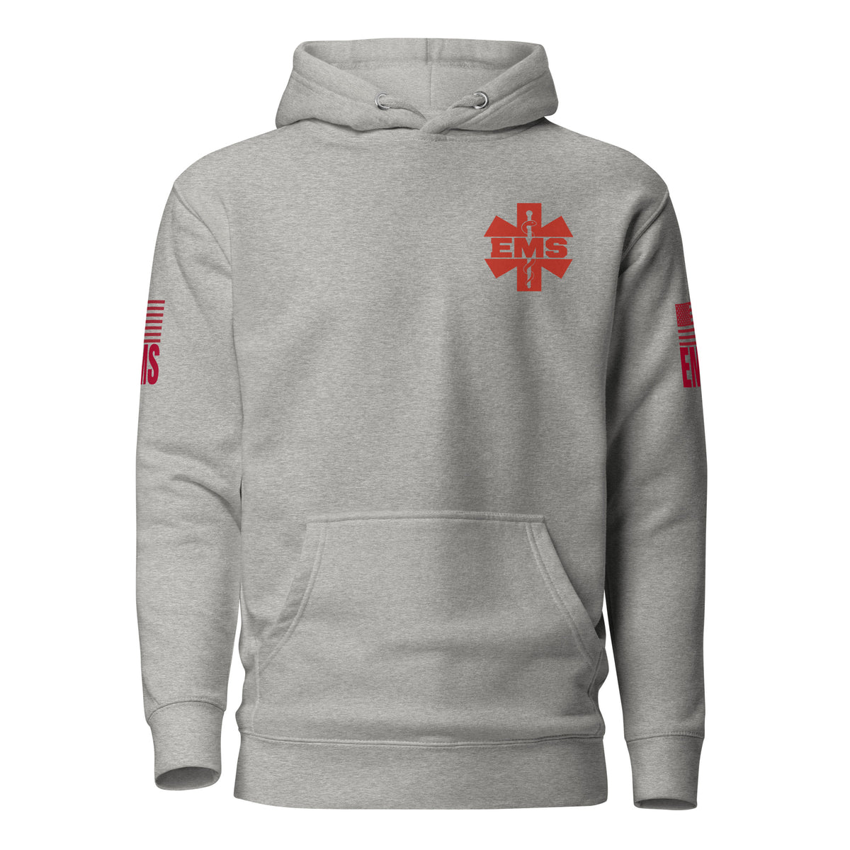 EMS — Duty Wear Premium Hoodie (Flag & Sleeve Identifier) — Carbon Grey — Front view