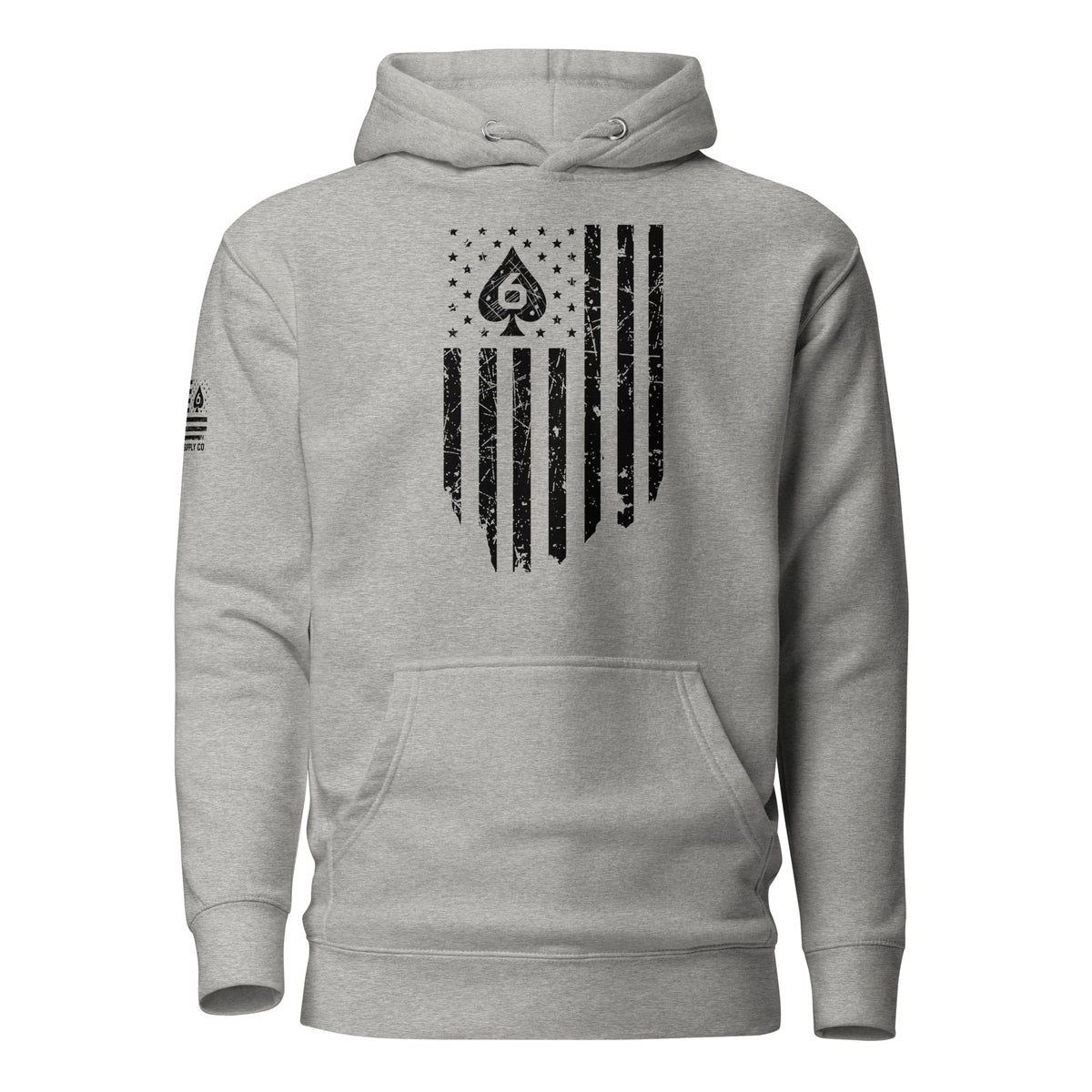Watch Your Six Flag — Standard Issue Hoodie — Carbon Grey — Front view