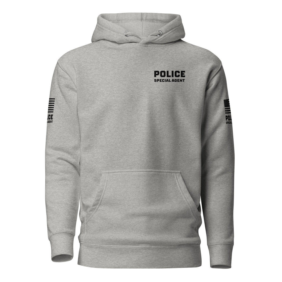 Special Agent — Duty Wear Premium Hoodie (Flag & Sleeve Identifier) — Carbon Grey — Front view