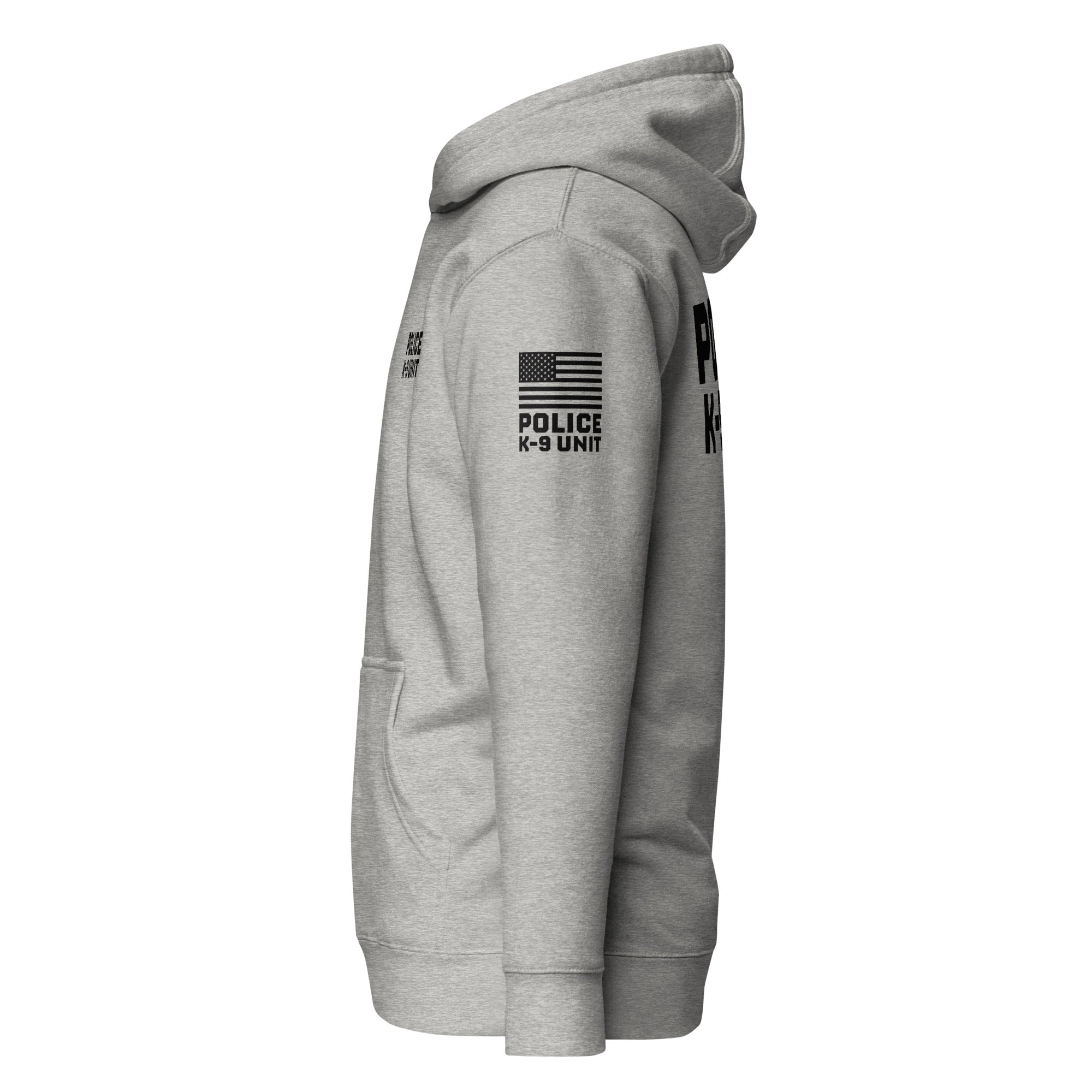 Police K-9 Unit - Premium Duty Wear / RAID Hoodie (Flag & Sleeve Identifiers) in Carbon Grey - left-side view