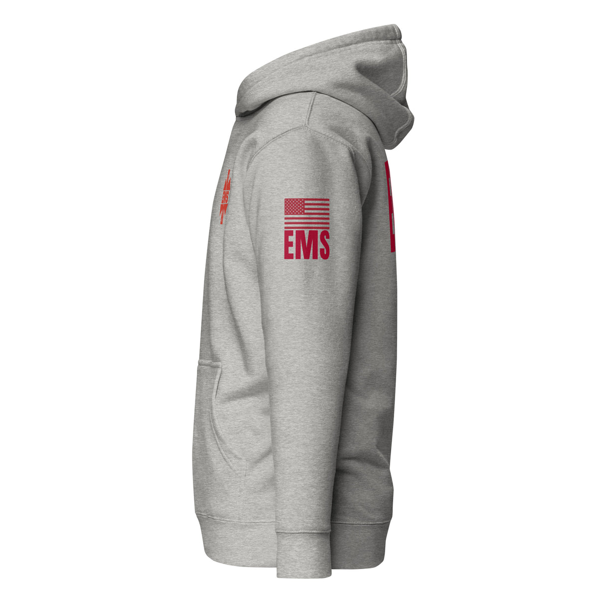 EMS — Duty Wear Premium Hoodie (Flag & Sleeve Identifier) — Carbon Grey — Left-side view