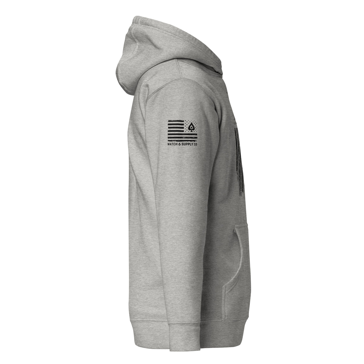 Watch Your Six Flag — Standard Issue Hoodie — Carbon Grey — Right-side view