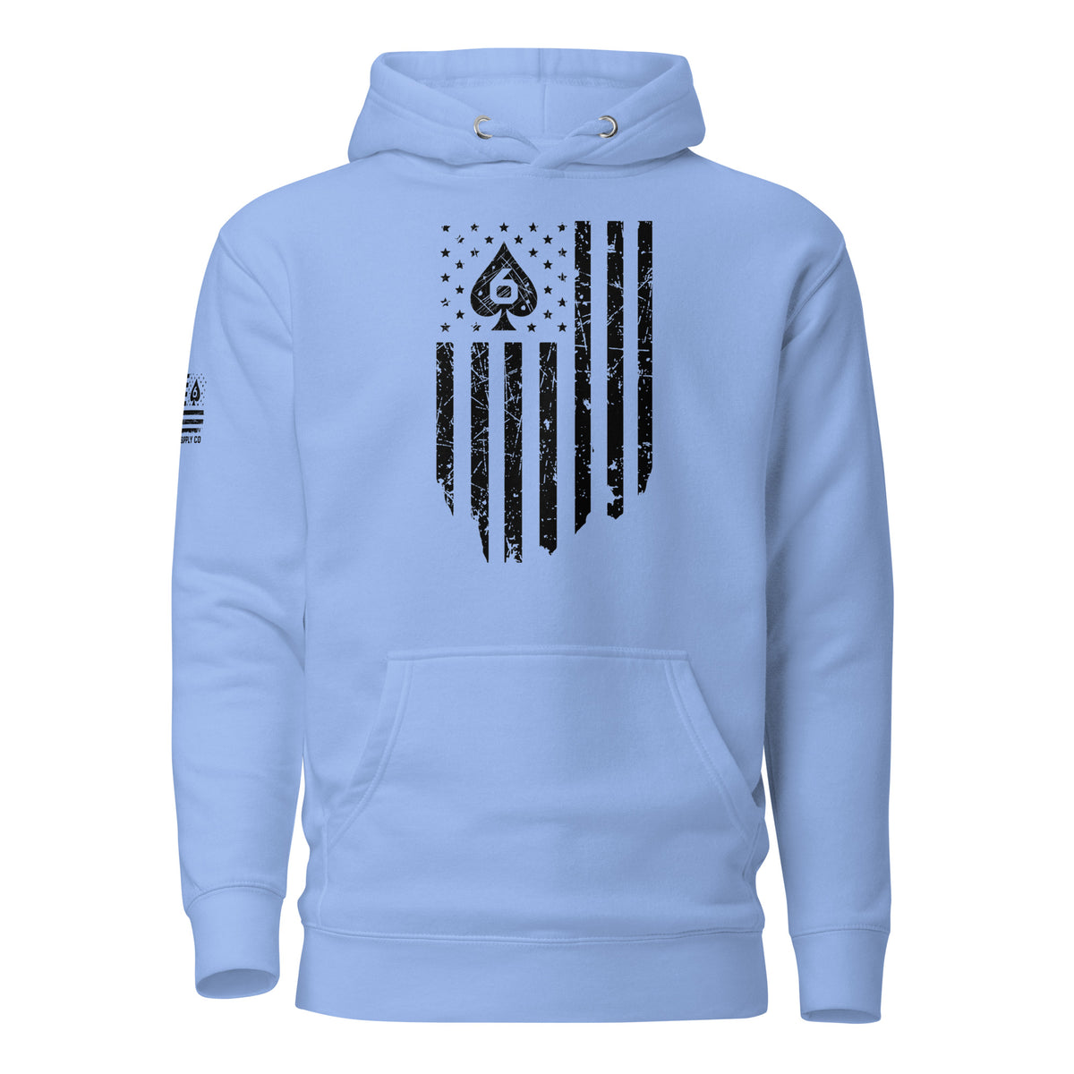 Watch Your Six Flag — Standard Issue Hoodie — Carolina Blue — Front view