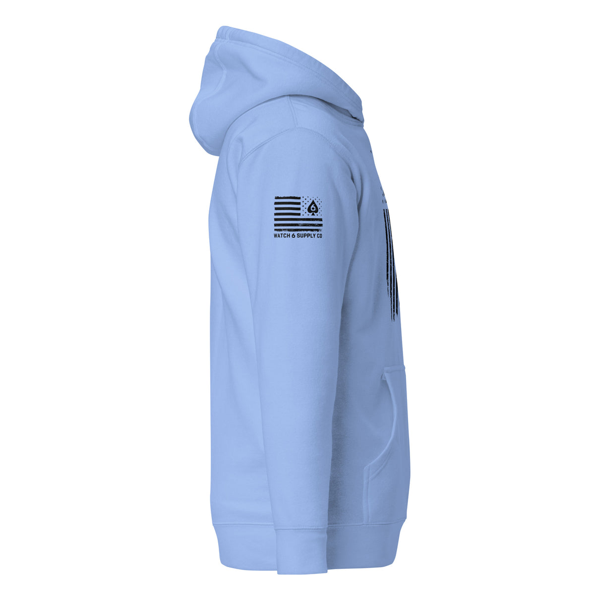 Watch Your Six Flag — Standard Issue Hoodie — Carolina Blue — Right-side view