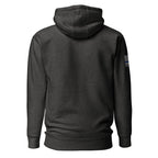 Thin Blue Line — Signature Honor Series Flag Hoodie — Charcoal Heather, back view