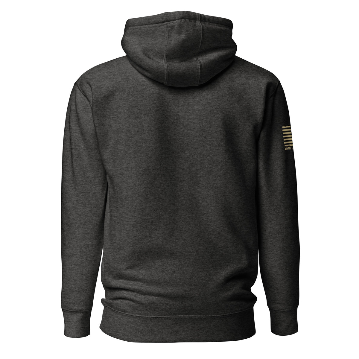 Watch Your Six Flag — Standard Issue Hoodie — Charcoal Heather, back view