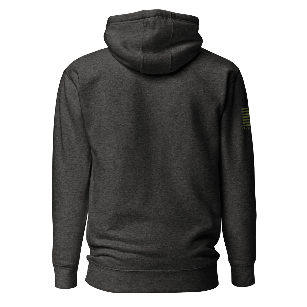 Watch Your Six — Standard Issue Hoodie — Charcoal Heather, back view