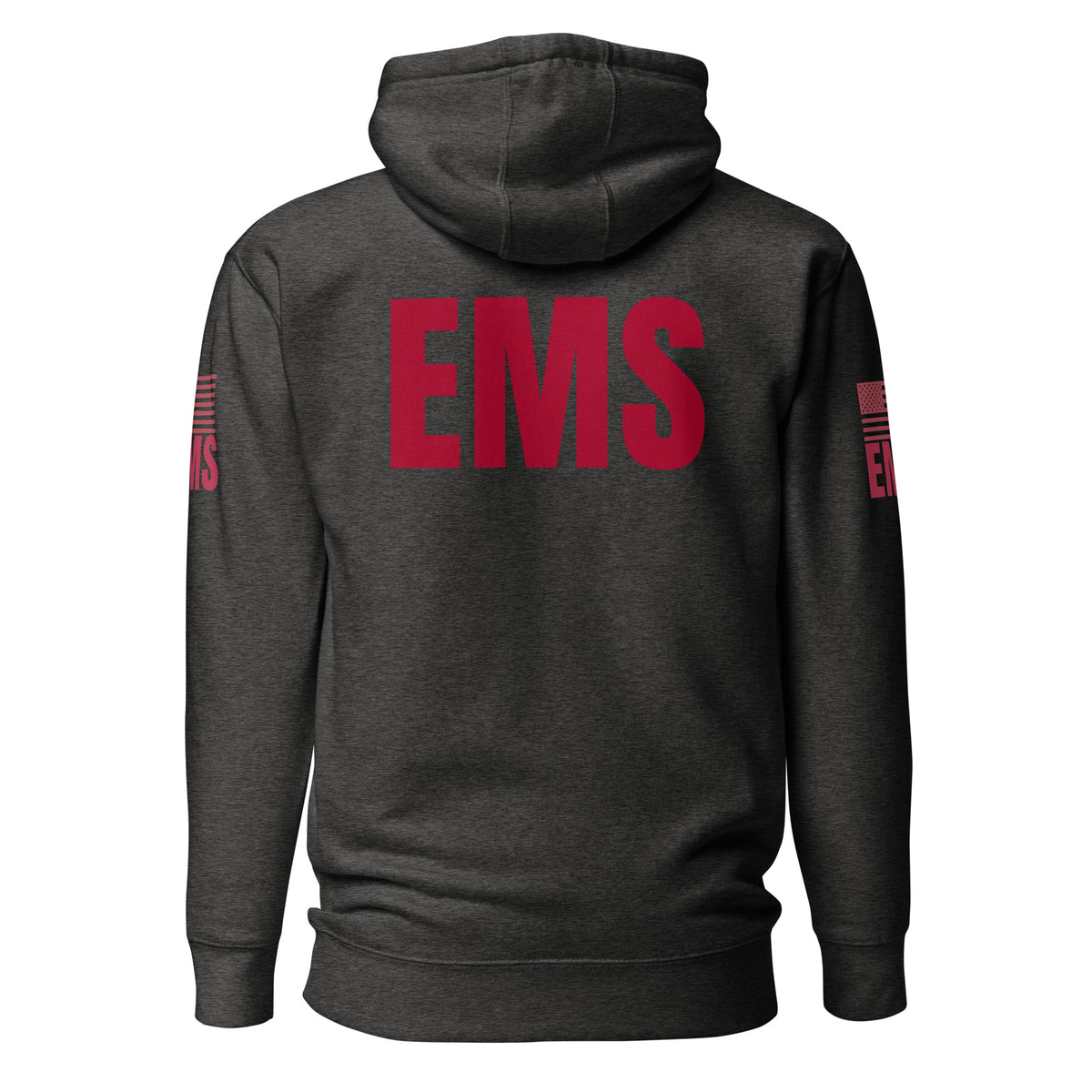 EMS — Duty Wear Premium Hoodie (Flag & Sleeve Identifier) — Charcoal Heather — Back view