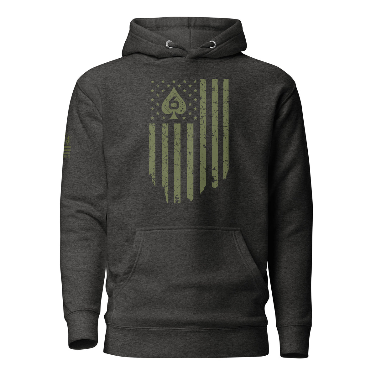 Watch Your Six — Standard Issue Hoodie — Charcoal Heather, front view
