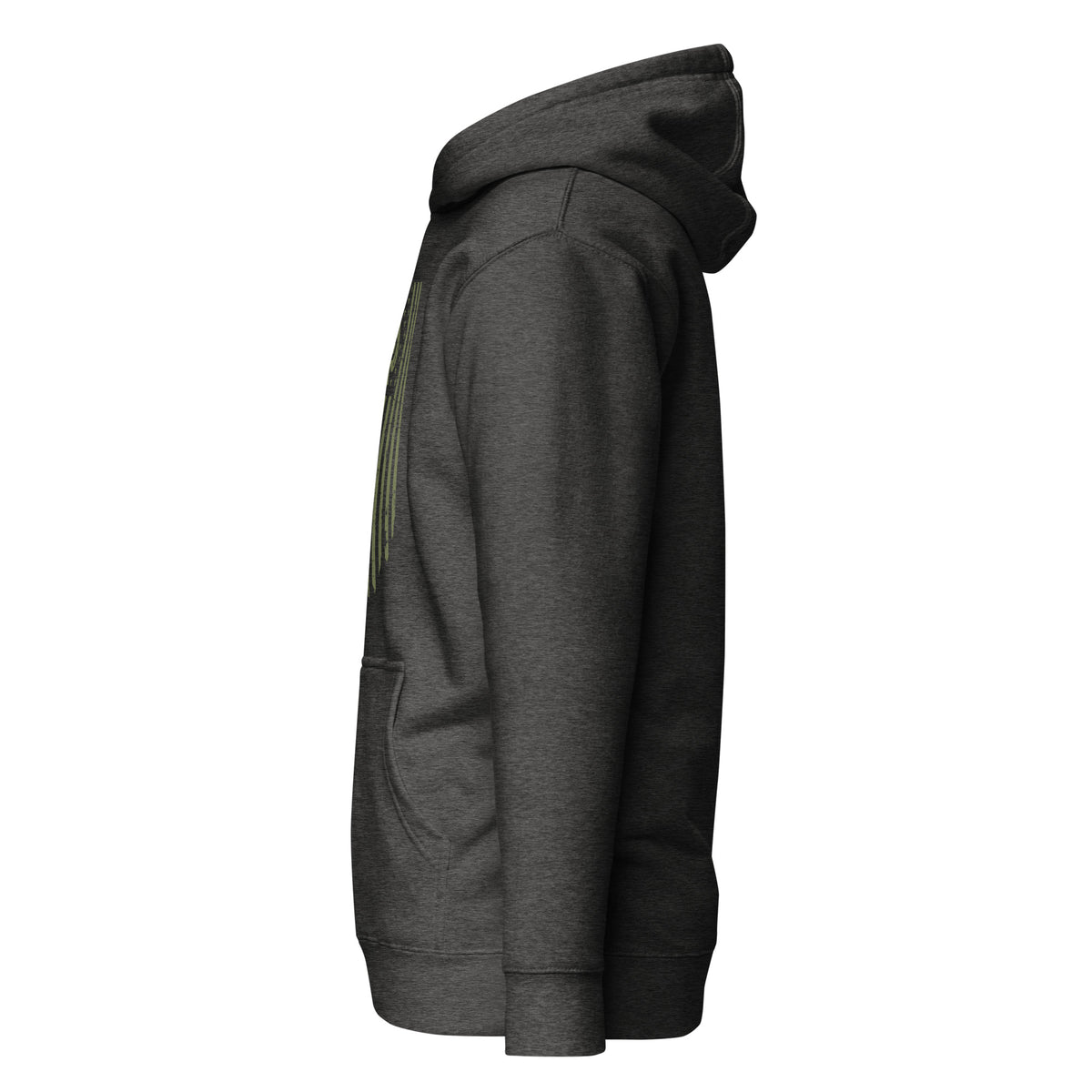 Watch Your Six — Standard Issue Hoodie — Charcoal Heather, left-side view