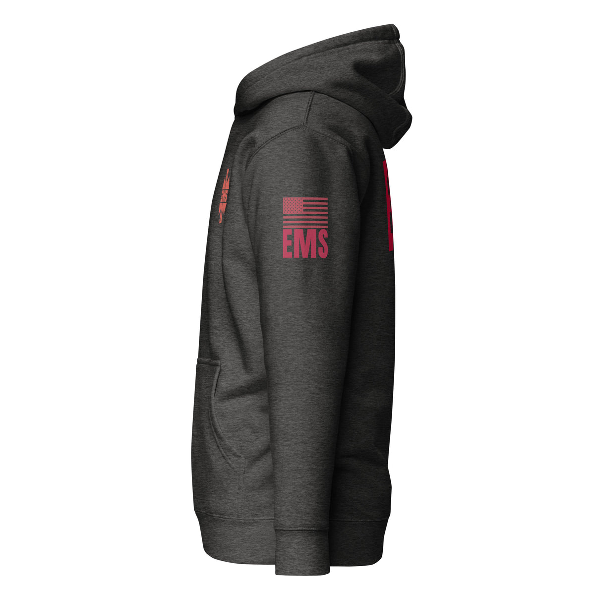 EMS — Duty Wear Premium Hoodie (Flag & Sleeve Identifier) — Charcoal Heather — Left-side view