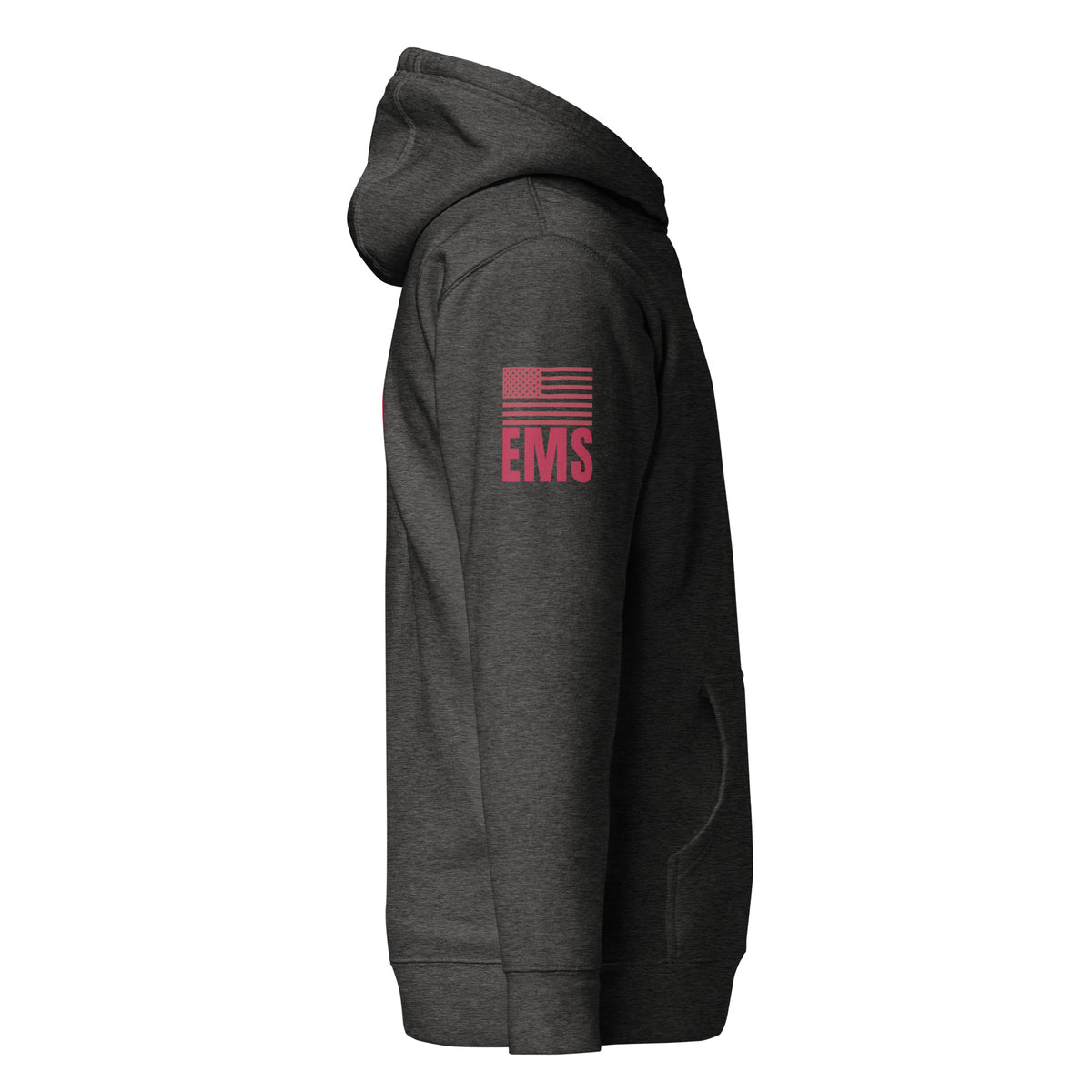 EMS — Duty Wear Premium Hoodie (Flag & Sleeve Identifier) — Charcoal Heather — Right-side view