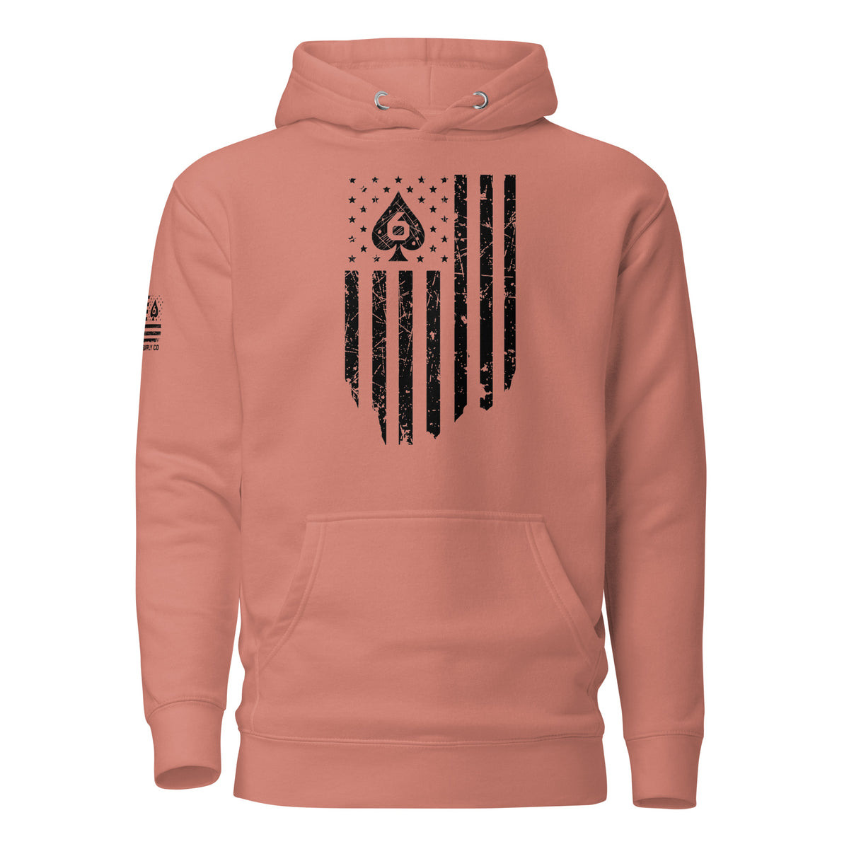 Watch Your Six Flag — Standard Issue Hoodie — Dusty Rose — Front view