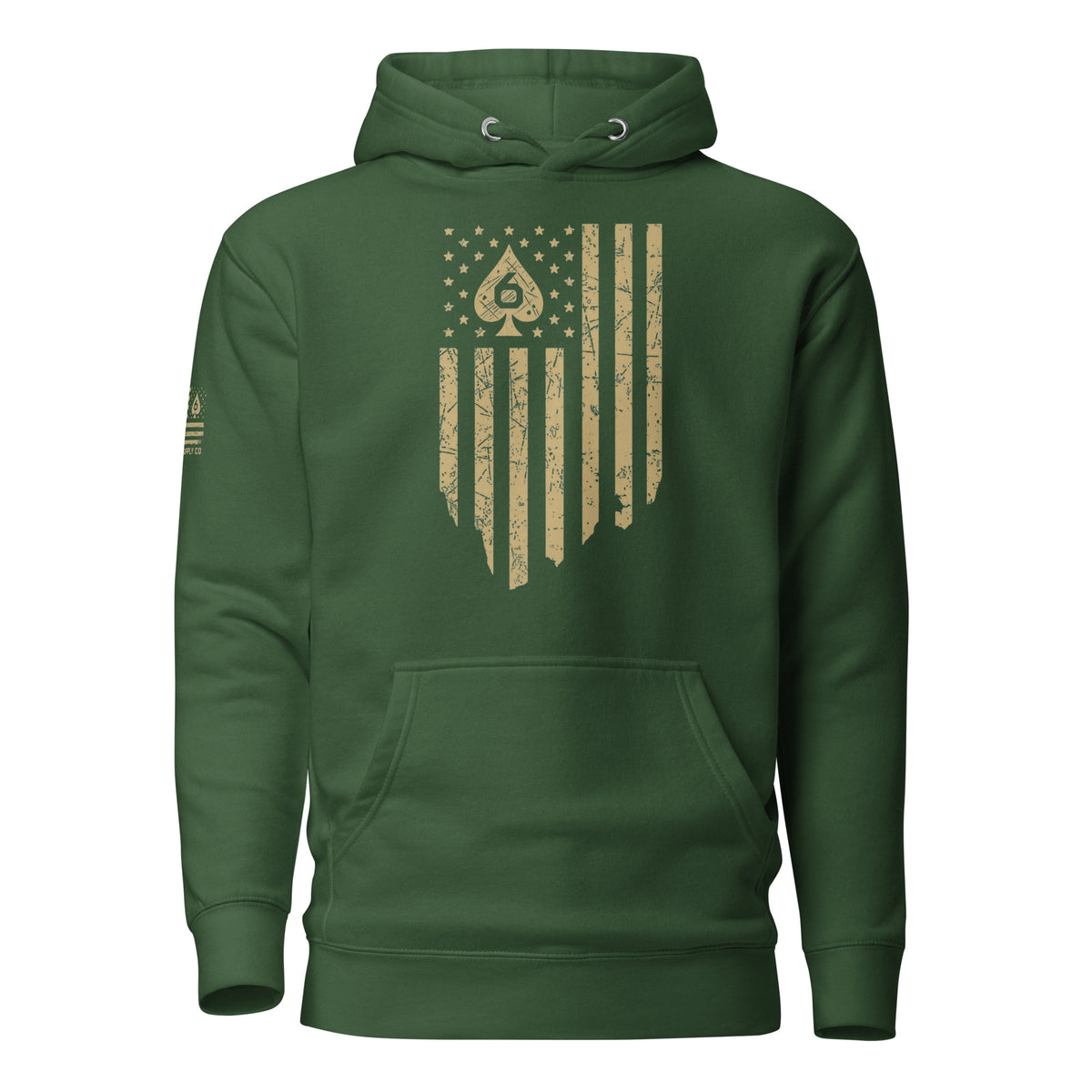 Watch Your Six Flag — Standard Issue Hoodie — Forest Green, front view