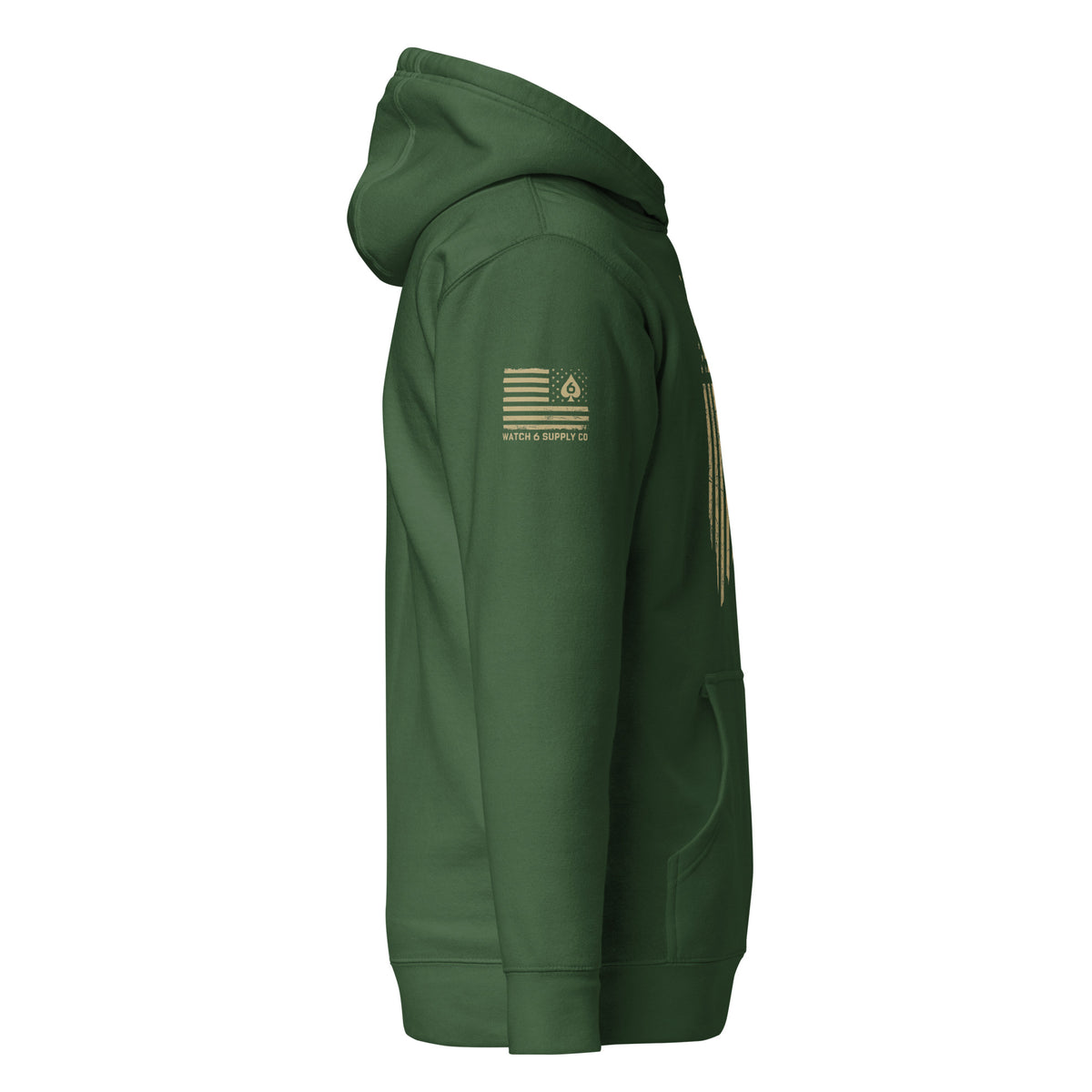 Watch Your Six Flag — Standard Issue Hoodie — Forest Green, right-side view