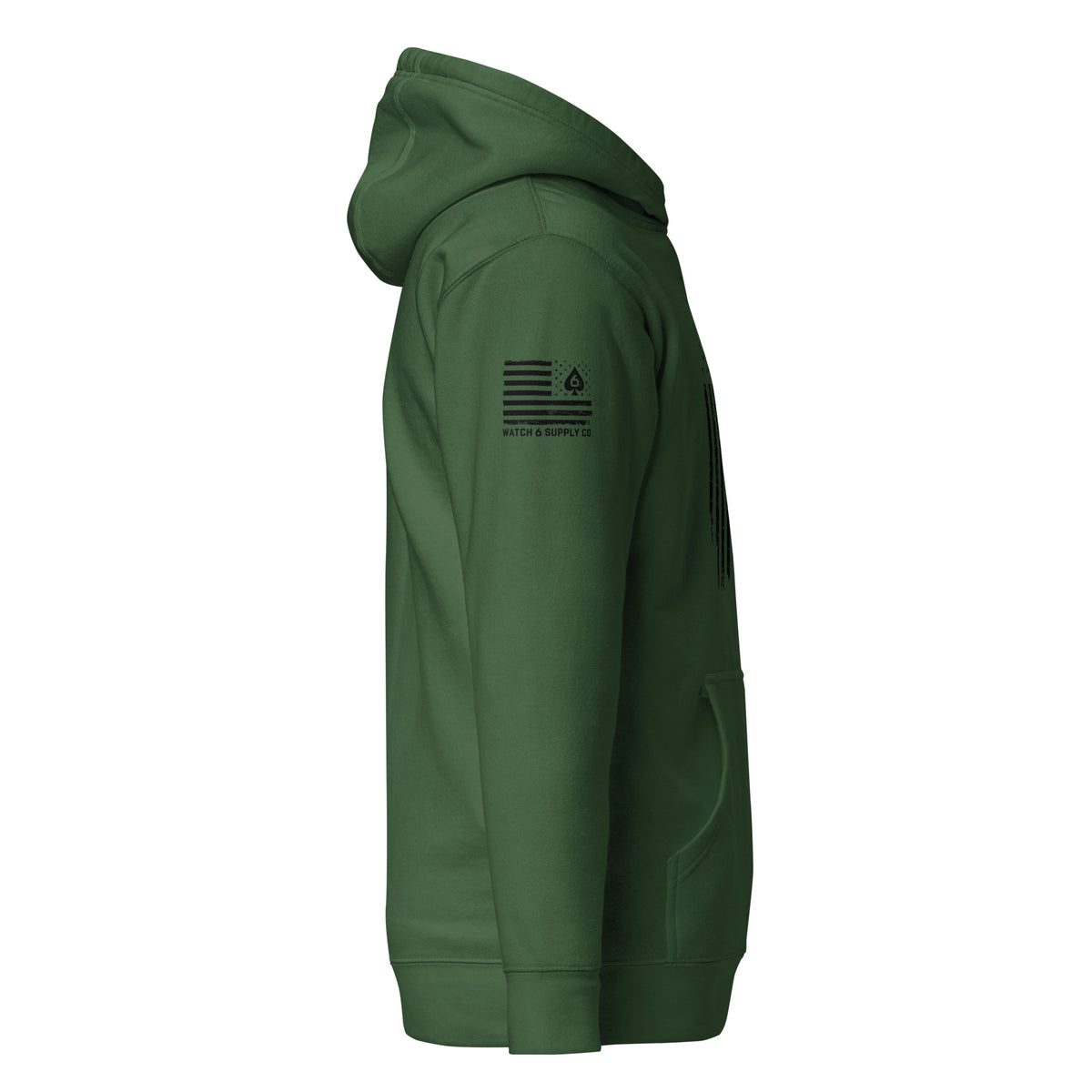 Watch Your Six Flag — Standard Issue Hoodie — Forest Green — Right-side view