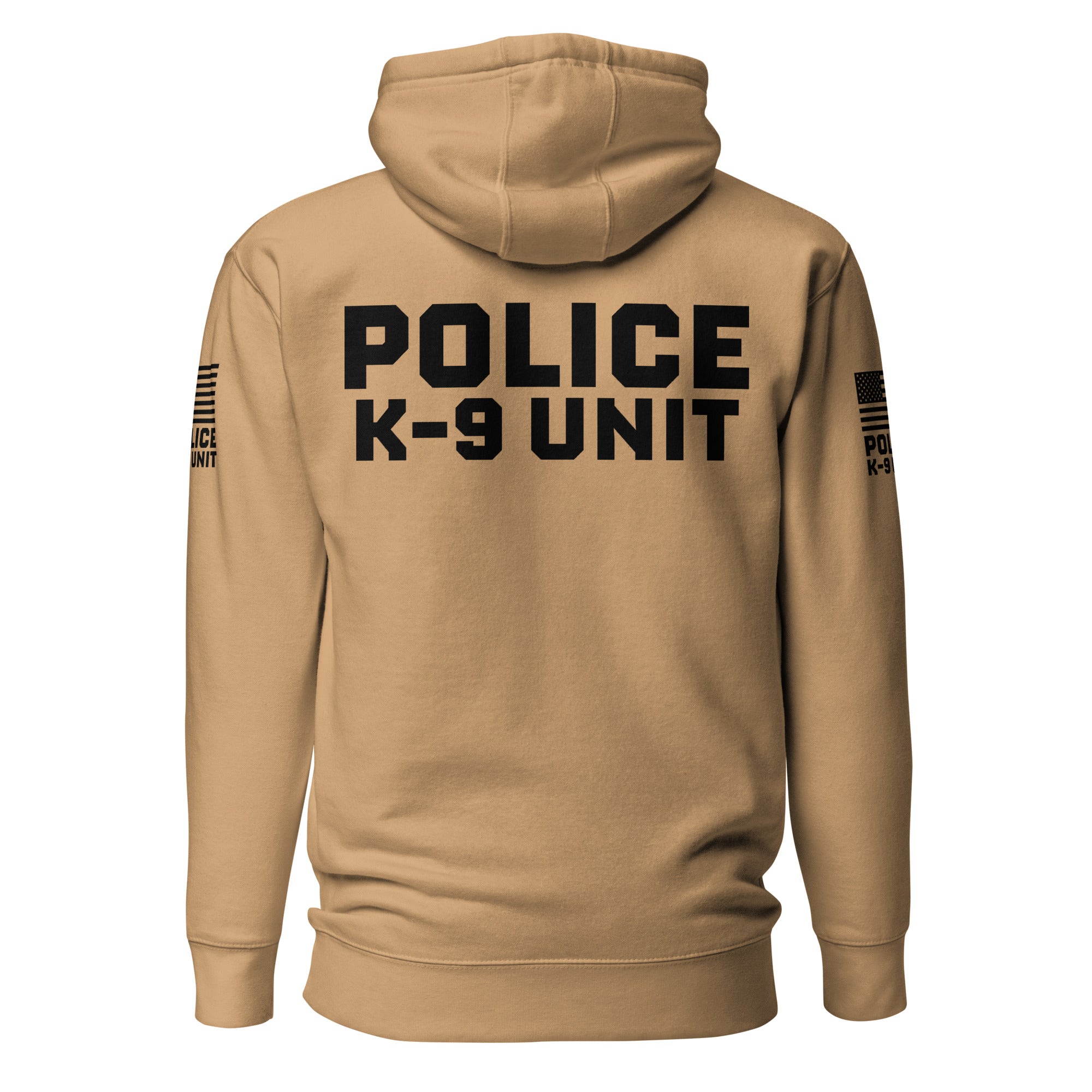 Police K-9 Unit - Premium Duty Wear / RAID Hoodie (Flag & Sleeve Identifiers) in Khaki - back view