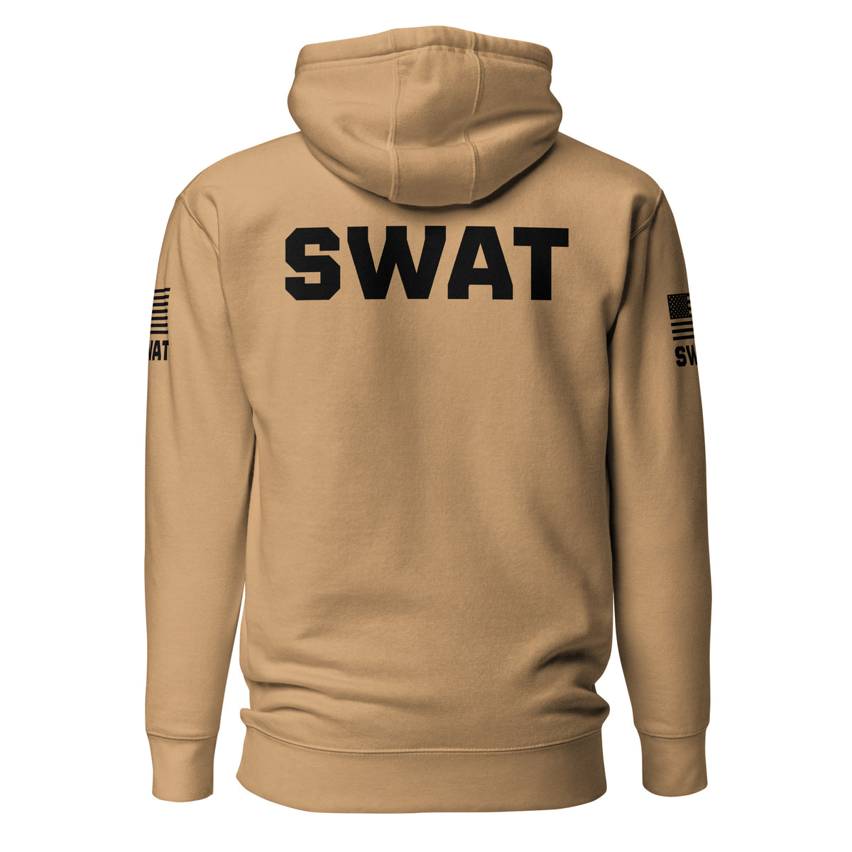 SWAT — Duty Wear Premium Hoodie (Flag & Sleeve Identifier) — Khaki — Back view