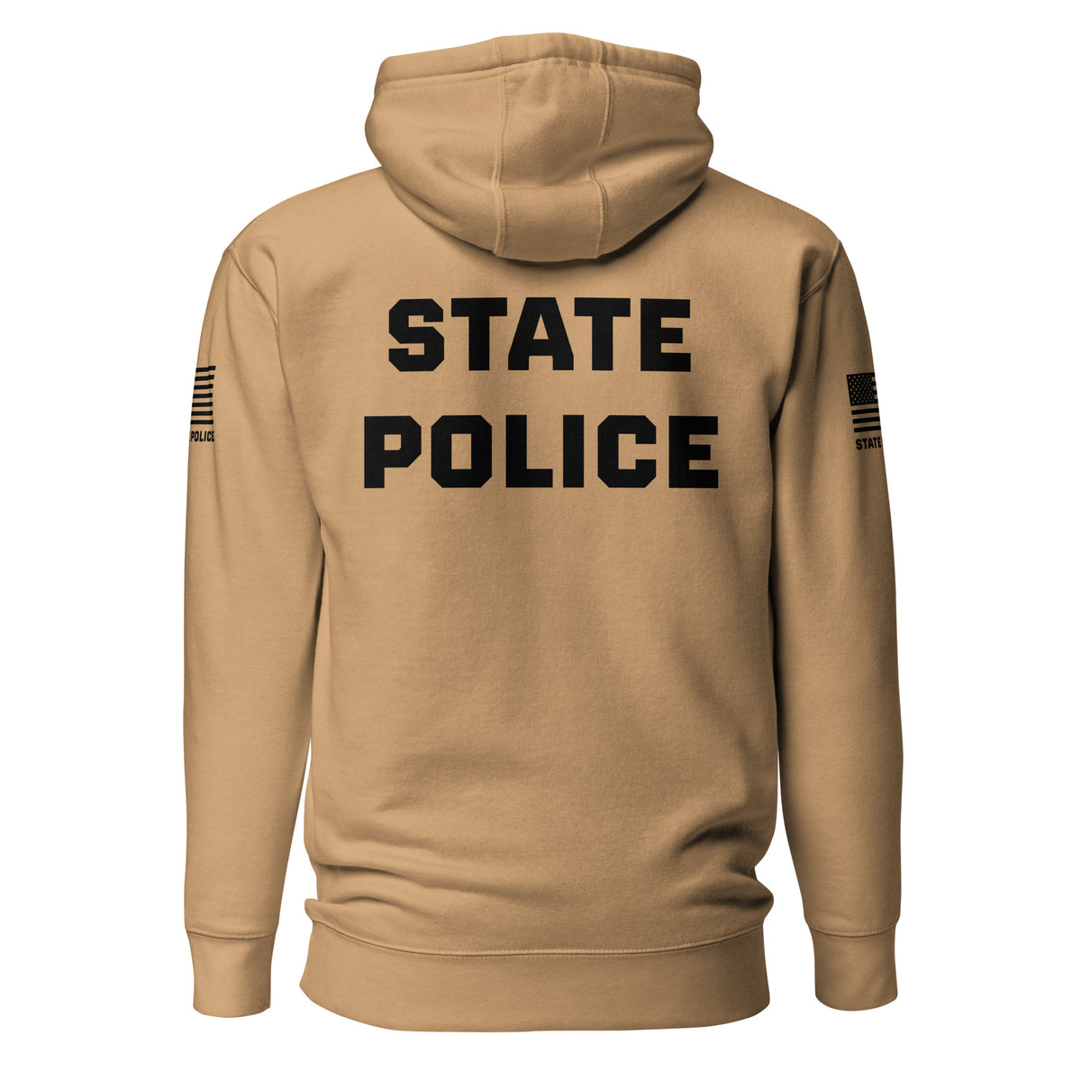 State Police — Duty Wear Premium Hoodie (Flag & Sleeve Identifier) — Khaki — Back view
